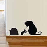 Katze Maus Loch Weihnachten Party Geschenk Vinyl Wandaufkleber...